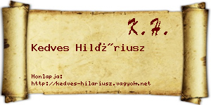 Kedves Hiláriusz névjegykártya